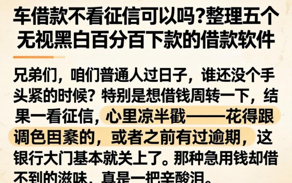 车借款不看征信可以吗，整理五个无视黑白百分百下款的借款软件