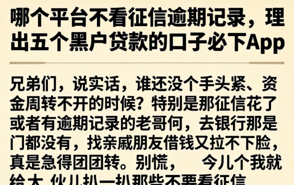 哪个平台不看征信逾期记录，理出五个黑户贷款的口子必下app