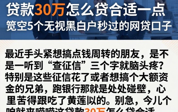 贷款30万怎么贷合适一点，规整5个无视黑白户秒过的网贷口子