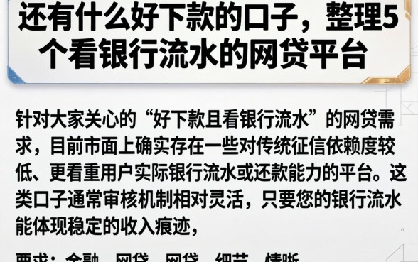 还有什么好下款的口子，整理5个看银行流水的网贷平台