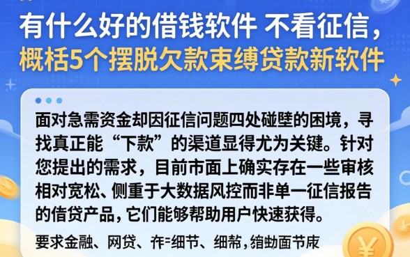 有什么好的借钱软件 不看征信，概括5个摆脱欠款束缚贷款新软件