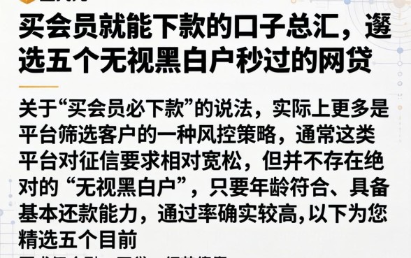 买会员就能下款的口子总汇，遴选五个无视黑白户秒过的网贷