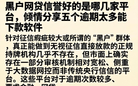 黑户网贷信誉好的是哪几家平台，倾情分享五个逾期太多能下款软件