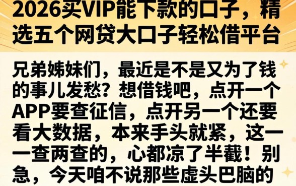 2026买vip能下款的口子，精选五个网贷大口子轻松借平台