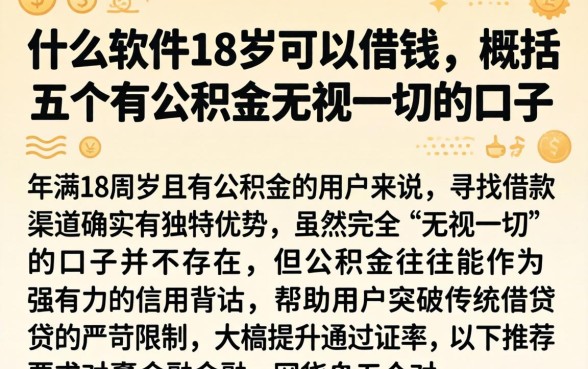 什么软件18岁可以借钱，概括五个有公积金无视一切的口子