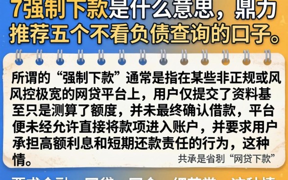 7强制下款是什么意思，鼎力推荐五个不看负债查询的口子