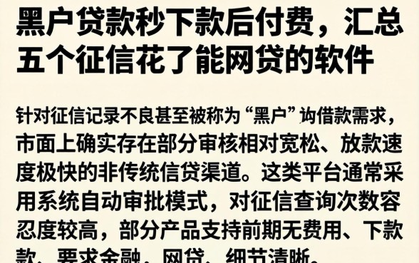 黑户贷款秒下款后付费，汇总五个征信花了能网贷的软件