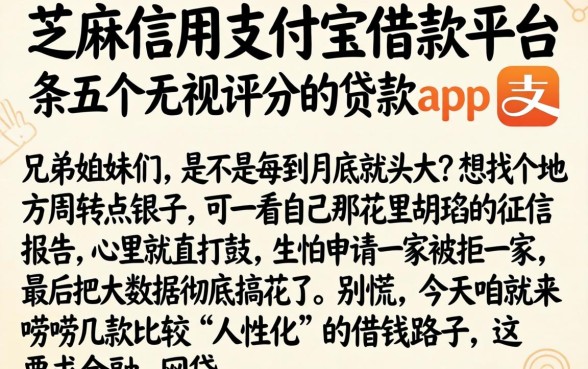 芝麻信用支付宝借款平台,条列五个无视评分的贷款app