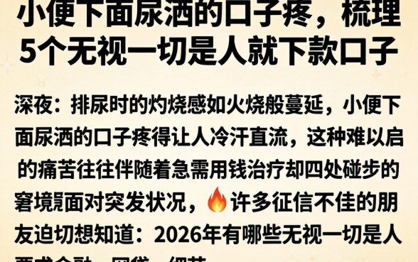 小便下面尿撒的口子疼，梳理5个无视一切是人就下款口子