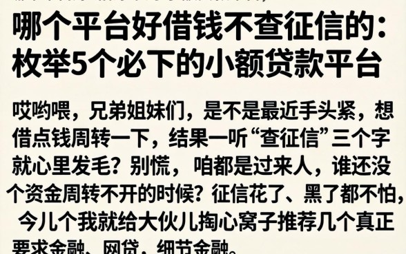 哪个平台好借钱不查征信的，枚举5个必下的小额贷款平台