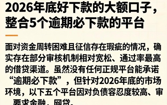 2026年底好下款的大额口子,整合5个逾期必下款的平台