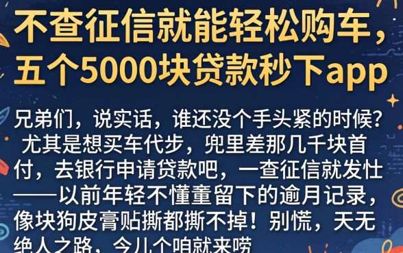 不查征信就能轻松购车，详尽说明五个5000块贷款秒下app
