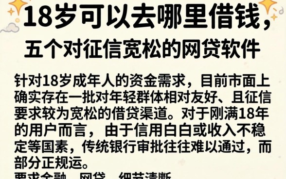 18岁可以去哪里借钱,细致阐述五个对征信宽松的网贷软件