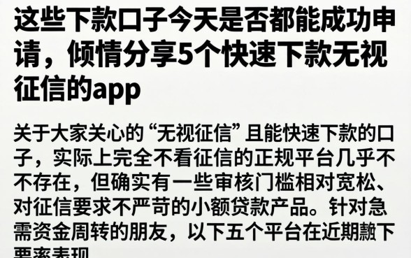 这些下款口子今天是否都能成功申请,倾情分享5个快速下款无视征信的app