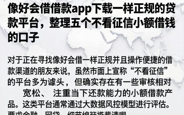 像好会借借款app下载一样正规的贷款平台,整理五个不看征信小额借钱的口子
