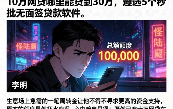 10万网贷哪里能贷到30万，遴选5个秒批无面签贷款软件