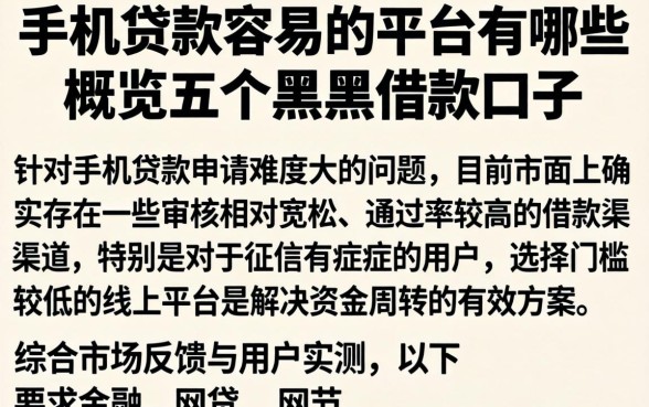 手机贷款容易的平台有哪些,概览五个黑户借款口子