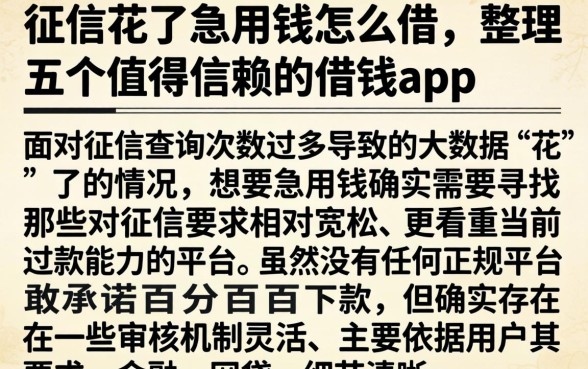 征信花了急用钱怎么借，整理五个值得信赖的借钱app