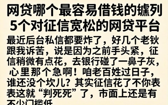 网贷哪个最容易借钱的，胪列5个对征信宽松的网贷平台