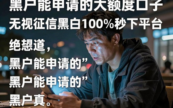 黑户能申请的大额度口子，理出五个无视征信黑白100%秒下平台