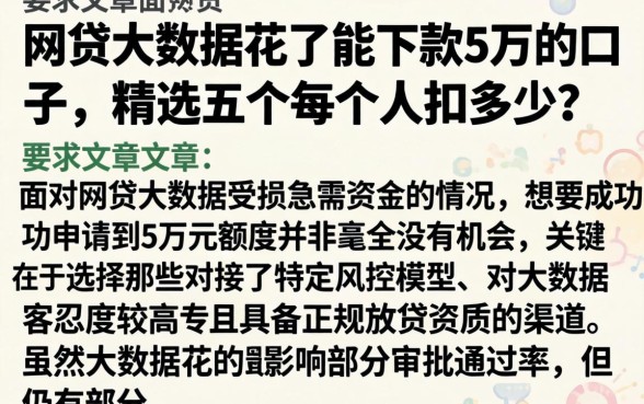 网贷大数据花了能下款5万的口子，精选五个每个人扣多少？