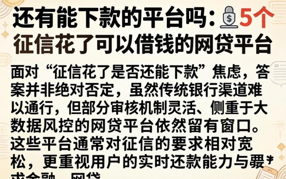 还有能下款的平台吗，概括5个征信花了可以借钱的网贷平台