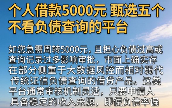 个人借款5000元，甄选五个不看负债查询的平台