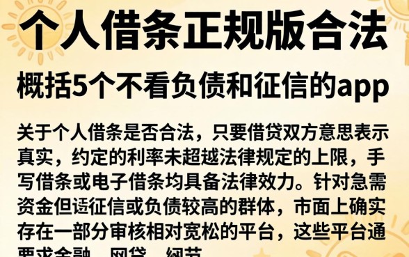 个人借条正规版 合法，概括5个不看负债和征信的app