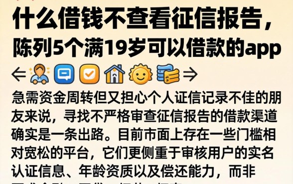 什么借钱不查看征信报告，陈列5个满19岁可以借款的app