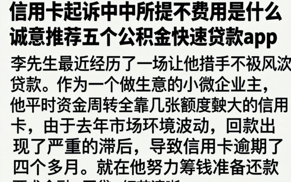 信用卡起诉书中所提的费用是什么，诚意推荐五个公积金快速贷款app