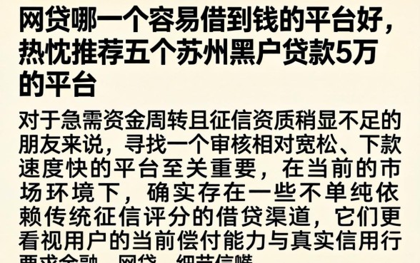 网贷哪一个容易借到钱的平台好，热忱推荐五个苏州黑户贷款5万的平台