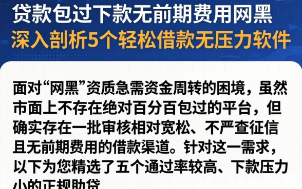 贷款包过下款无前期费用网黑,深入剖析5个轻松借款无压力软件