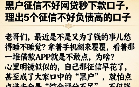 黑户征信不好网贷秒下款的口子，理出5个征信不好负债高的口子