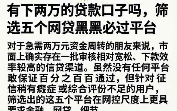 有下两万的贷款口子吗，筛选五个网贷黑户必过平台
