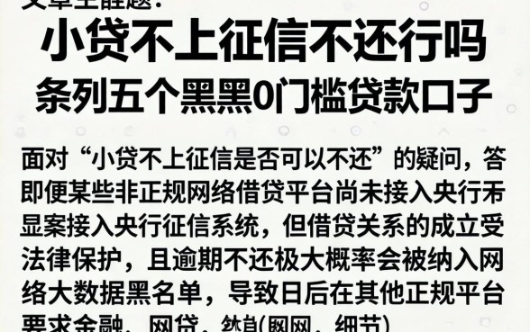 小贷不上征信不还行吗，条列五个黑户0门槛贷款口子