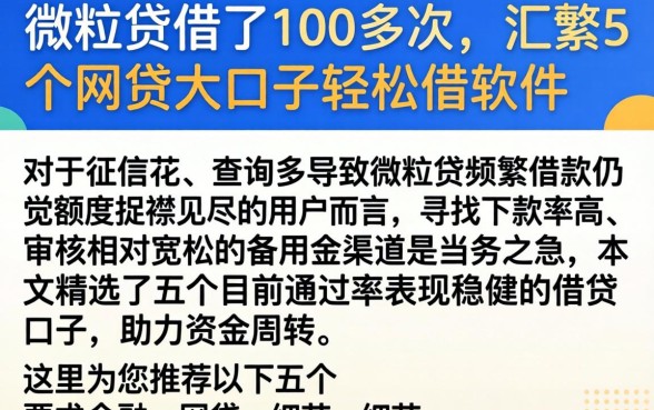 微粒贷借了100多次,汇整5个网贷大口子轻松借软件