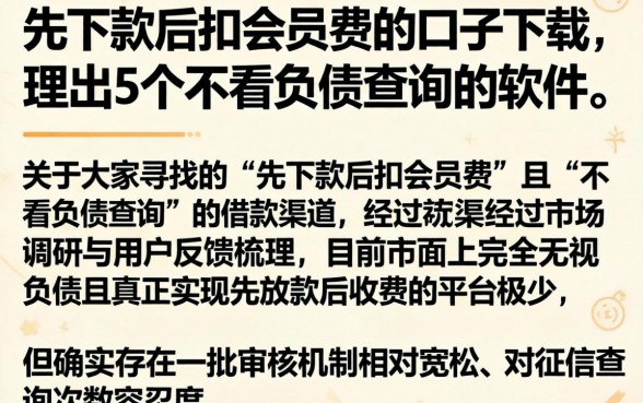 先下款后扣会员费的口子下载，理出5个不看负债查询的软件