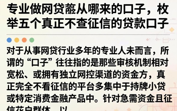 专业做网贷的从哪来的口子,枚举五个真正不查征信的贷款口子