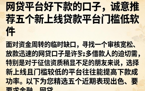 网贷平台好下款的口子，诚意推荐五个新上线贷款平台门槛低软件