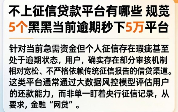 不上征信贷款平台有哪些,规整5个黑户当前逾期秒下5万平台