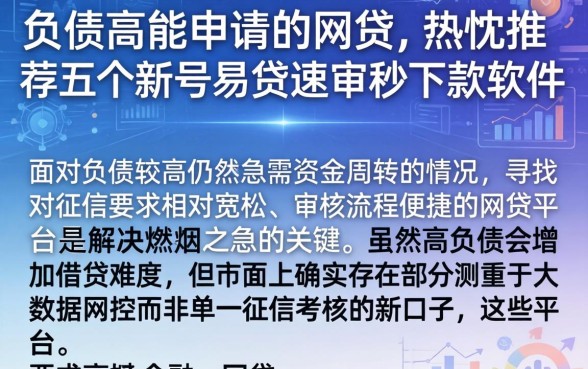 负债高能申请的网贷，热忱推荐五个新号易贷速审秒下款软件