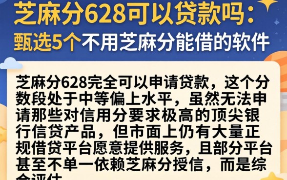 芝麻分628可以贷款吗，甄选5个不用芝麻分能借的软件
