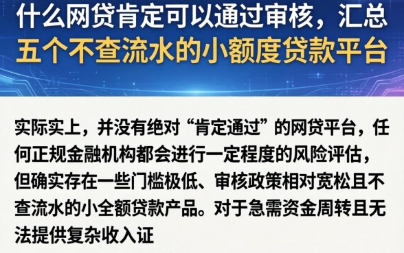 什么网贷肯定可以通过审核,汇总五个不查流水的小额度贷款平台