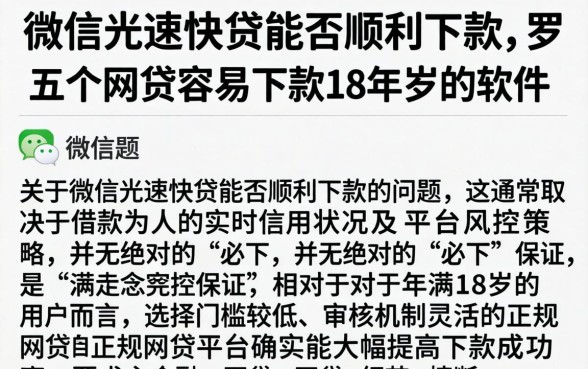 微信光速快贷能否顺利下款，罗列五个网贷容易下款18岁的软件