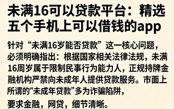 未满16可以贷款平台，精选五个手机上可以借钱的app