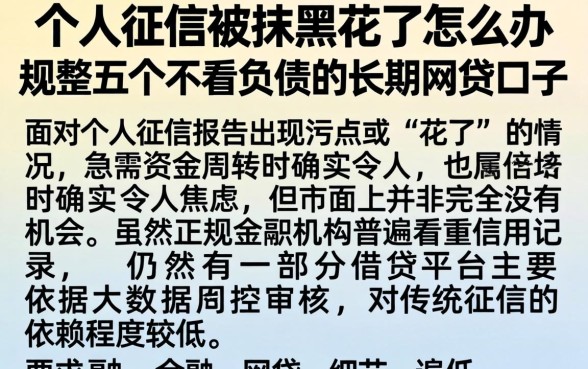 个人征信被抹黑花了怎么办，规整五个不看负债的长期网贷口子
