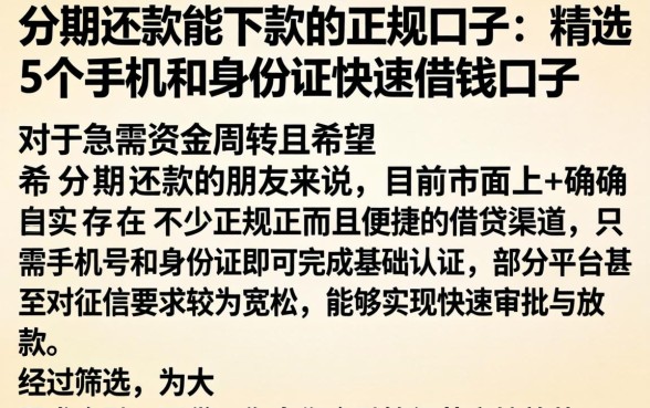 分期还款能下款的正规口子，精选5个手机和身份证快速借钱口子