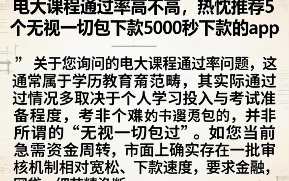 电大课程通过率高不高，热忱推荐5个无视一切包下款5000秒下款的app