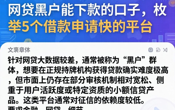 网贷黑户能下款的口子，枚举5个借款申请快的平台