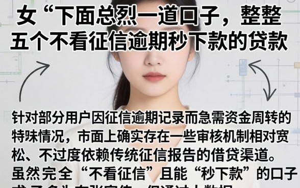 女的下边总烈一道口子，规整五个不看征信逾期秒下款的贷款